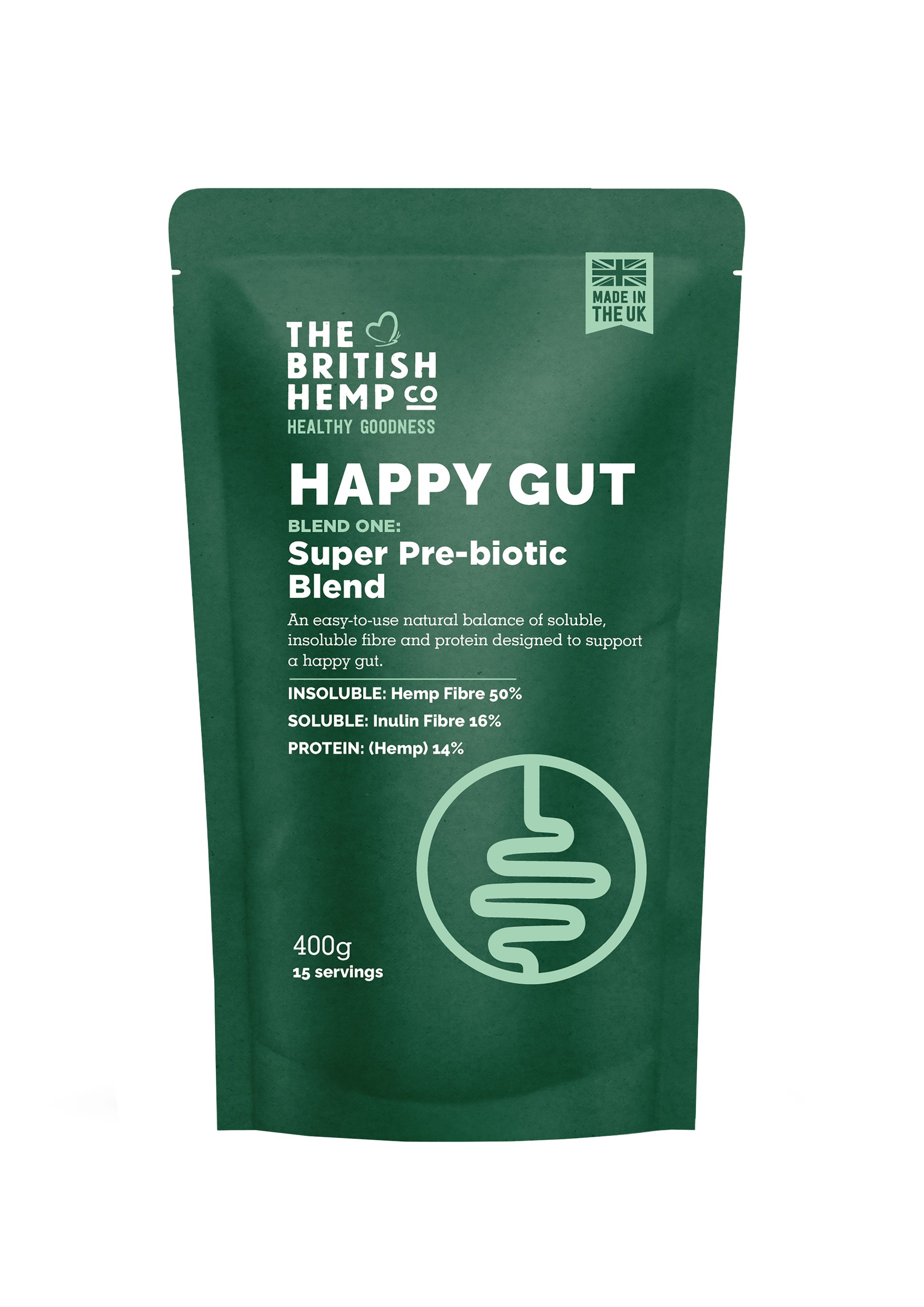 Happy Gut Super Pre-biotic Biotic front pack image green